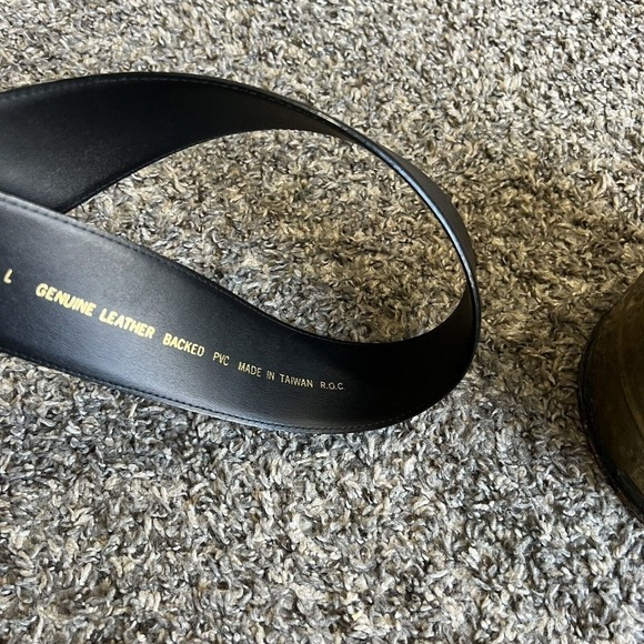 Vintage Genuine Leather Women Black Waist Belt Wide Width Size L 38” Classy Chic main image 4